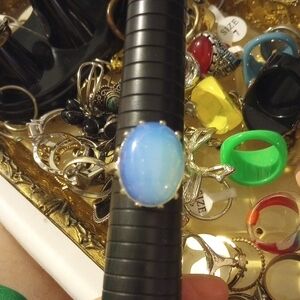 Elegant Sliver Tone Opalite Ring